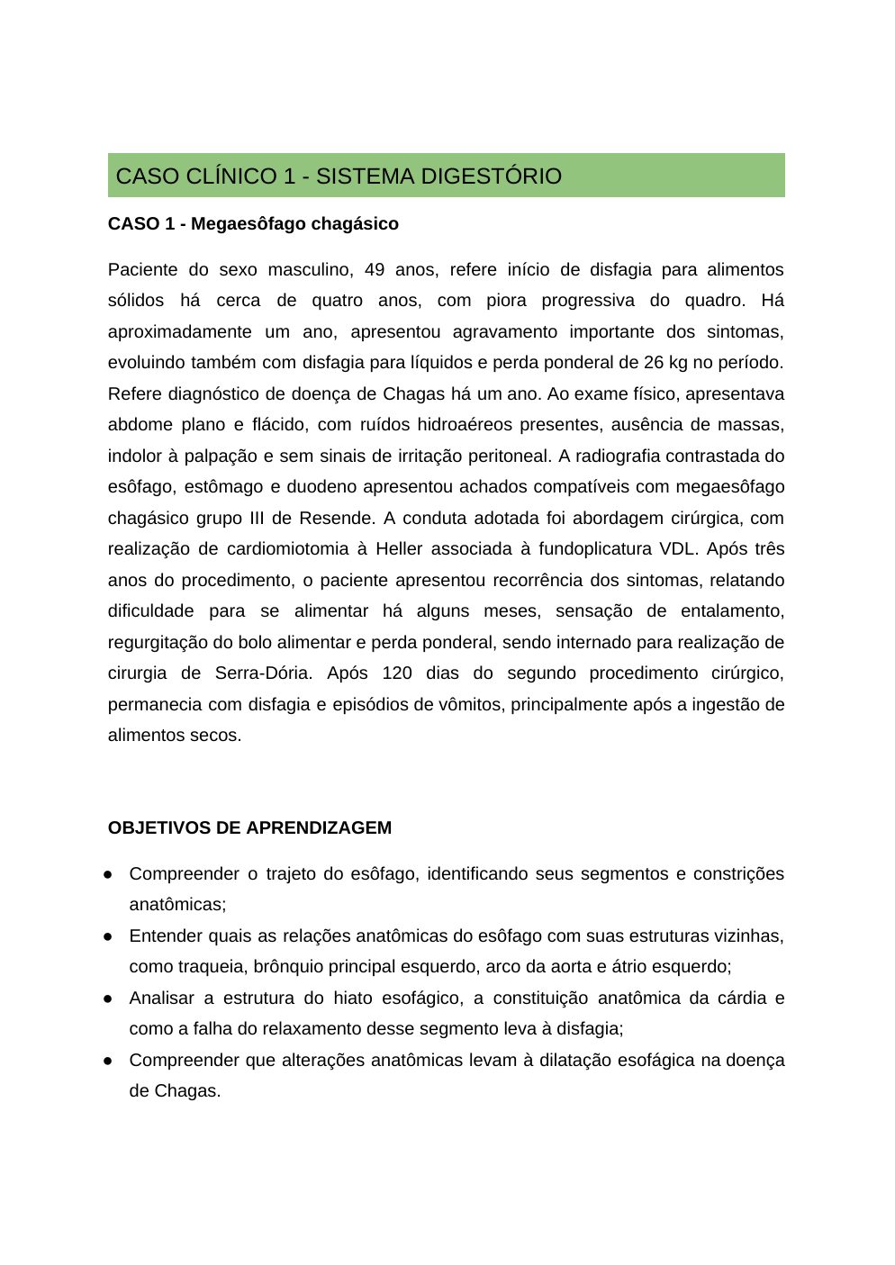 Página 1 do material-fonte — Megaesôfago chagásico